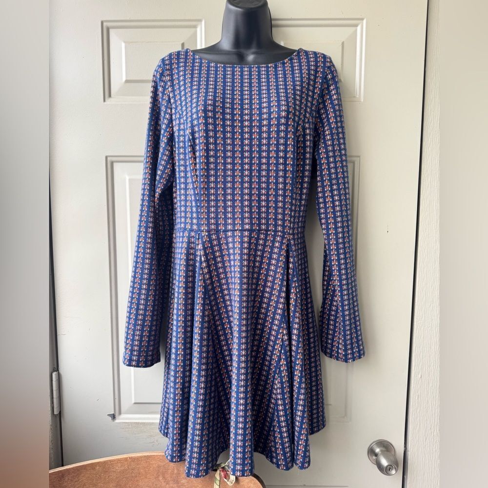 Anthropology Jacquard A-Line Sweater Mini Dress Size Large - Picture 3 of 13